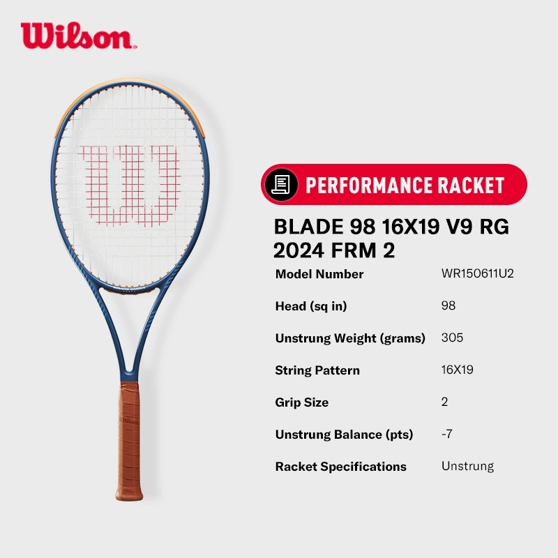 Blade 98 V9 Roland Garros Performance (UNSTRUNG) - 16X19