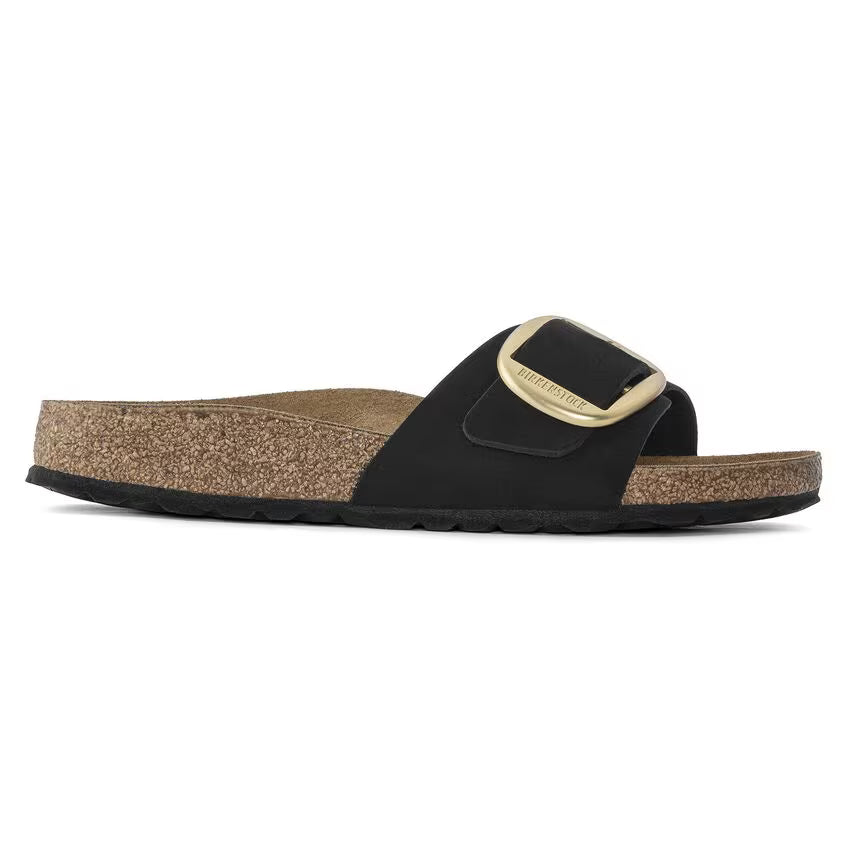 Madrid Big Buckle Nubuk Leather - Black