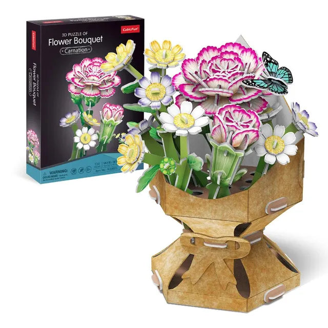 3D Puzzle Carnation Flower Bouquet -  134 Pcs