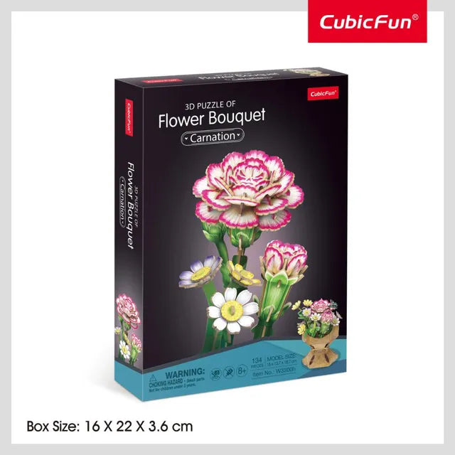 3D Puzzle Carnation Flower Bouquet -  134 Pcs