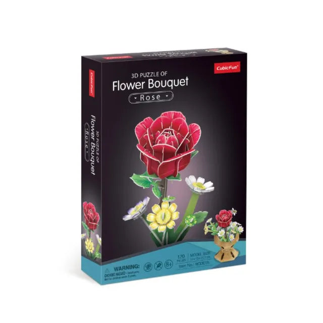 3D Puzzle Rose Flower Bouquet - 120 Pcs