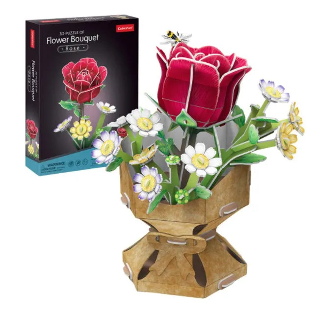 3D Puzzle Rose Flower Bouquet - 120 Pcs