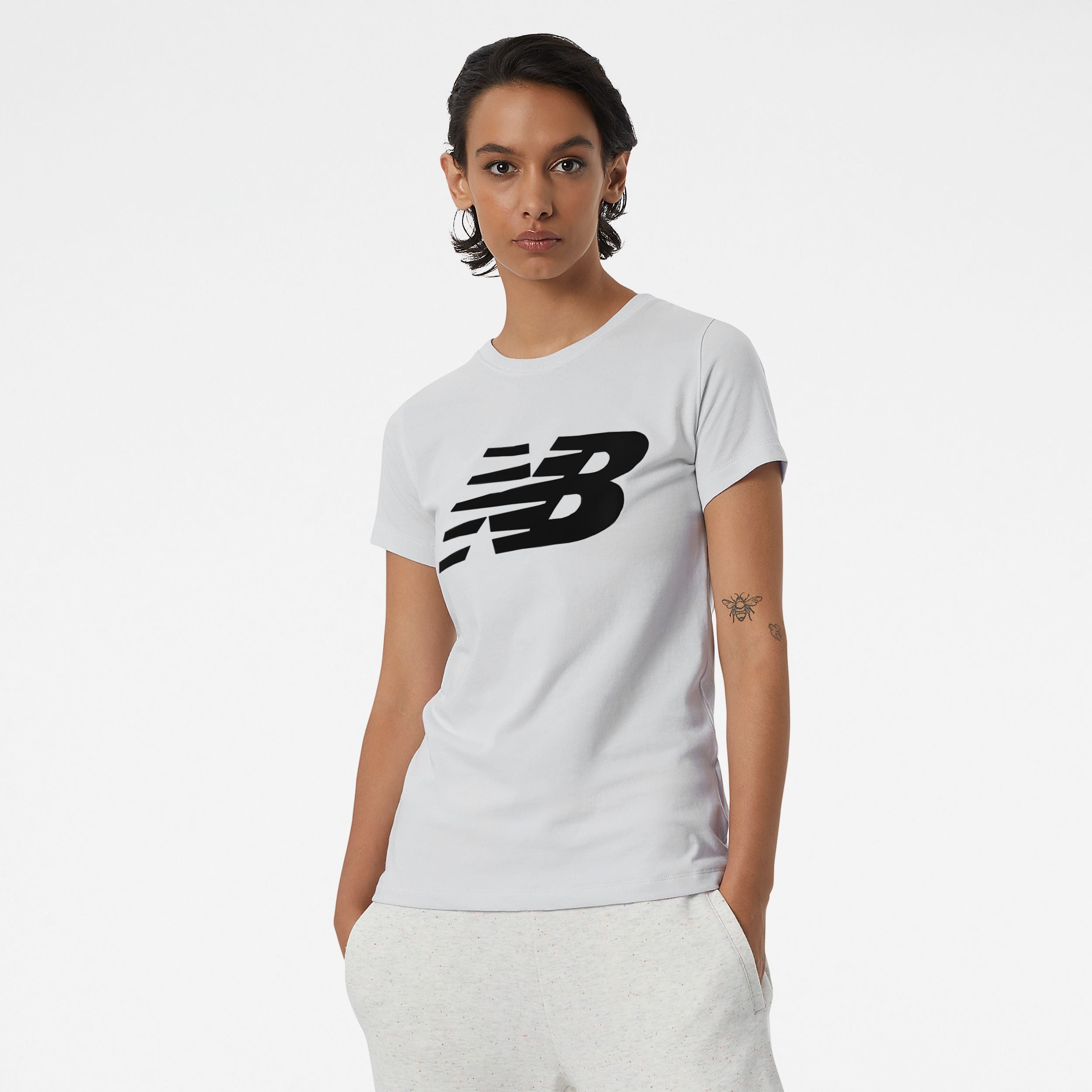 New Balance Womens Lifestyle Short Sleeve T Shirt - White